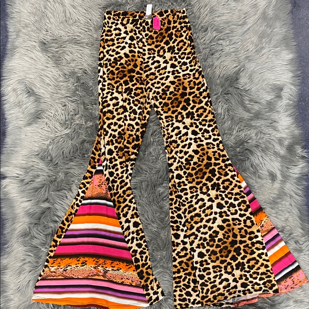 Leopard flare pants NWT